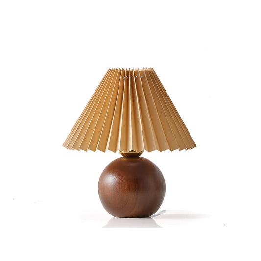 Haddie Table Lamp – Elegant Wood and Fabric Design 0