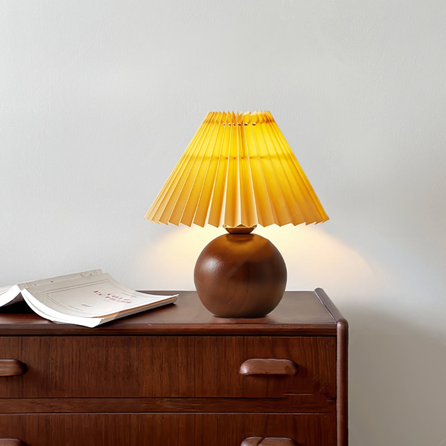 Haddie Table Lamp – Elegant Wood and Fabric Design 7