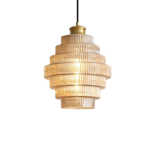 Hanging Lamp Ribbed Glass Retro – Warm Illumination with Classic Elegance 0