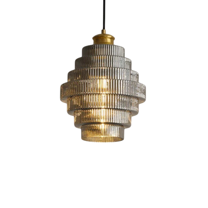 Hanging Lamp Ribbed Glass Retro – Warm Illumination with Classic Elegance 1