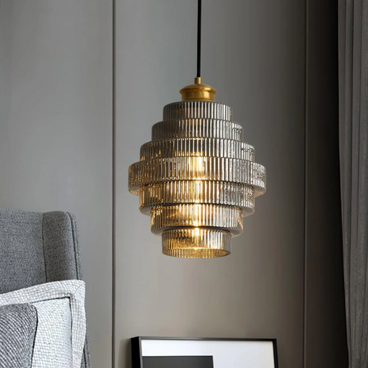 Hanging Lamp Ribbed Glass Retro – Warm Illumination with Classic Elegance 3