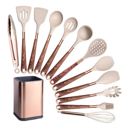 Heat-Resistant Silicone Kitchen Utensils Set – Elegant Tools for Effortless Cooking 1