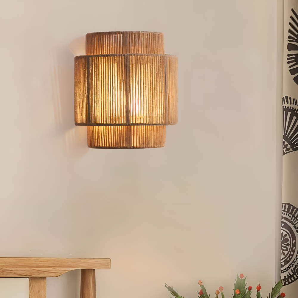 Hemp Rattan Wall Light – Soft Boho Glow for Tranquil Spaces 3
