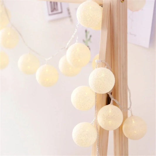 LED Cotton Thread Balls Light Chain – Cozy Ambiance for Charming Events 0