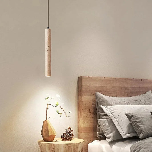 LED Cylindrical Pendant Light – Elegant Stone Style for Modern Rooms 1