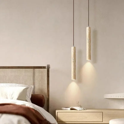 LED Cylindrical Pendant Light – Elegant Stone Style for Modern Rooms 2