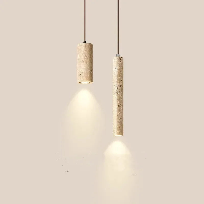 LED Cylindrical Pendant Light – Elegant Stone Style for Modern Rooms 3