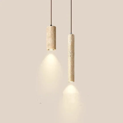 LED Cylindrical Pendant Light – Elegant Stone Style for Modern Rooms 3