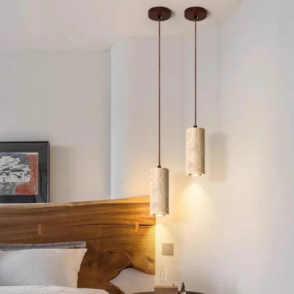 LED Cylindrical Pendant Light – Elegant Stone Style for Modern Rooms 4