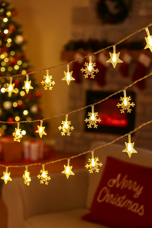 LED Fairy Lights Star & Snowflake – Charming Glow for Magical Moments 0