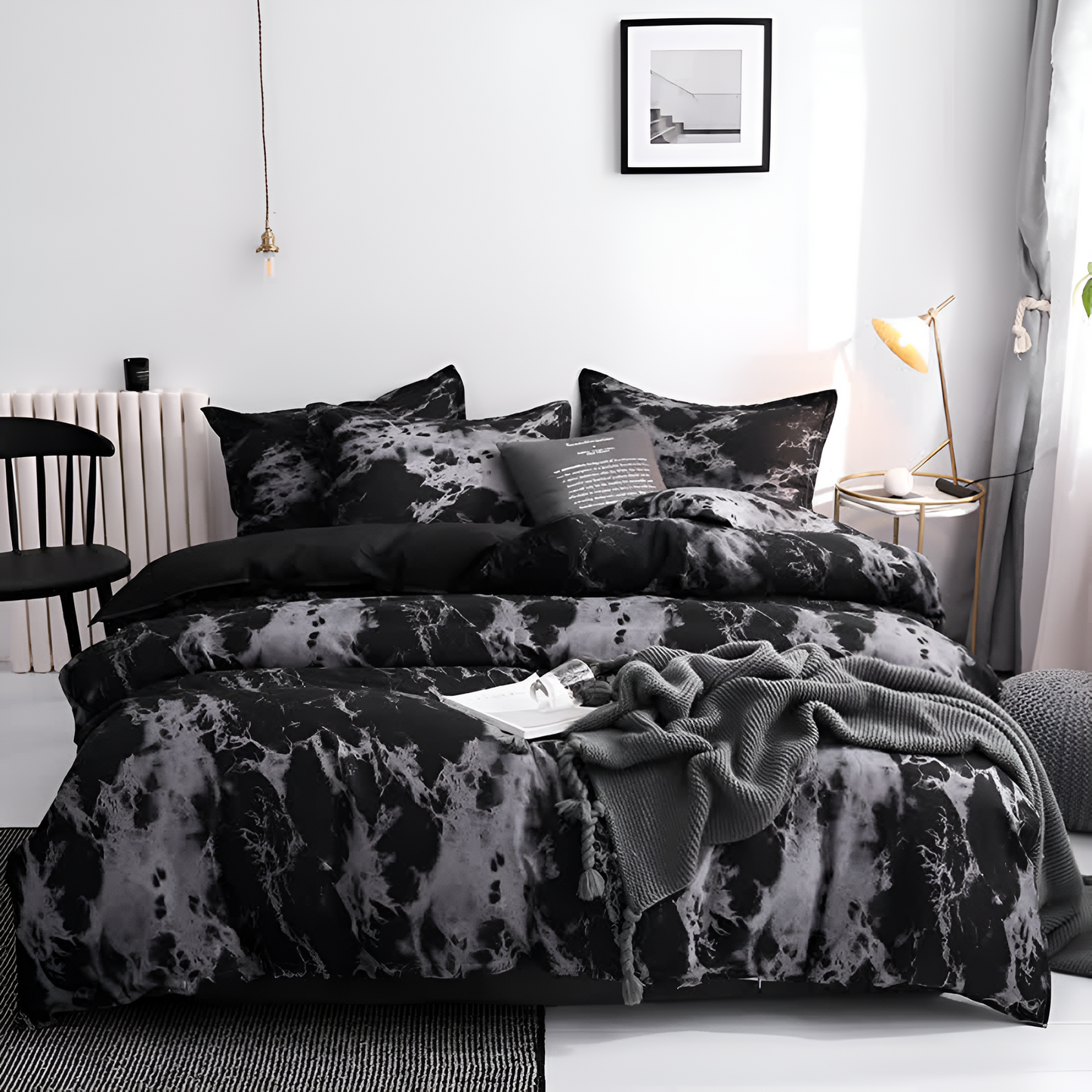 Luxury Black Marble Duvet Cover Set – Transform Your Bedroom With Chic Elegance 0
