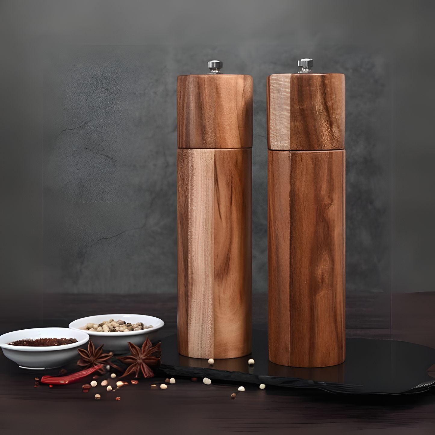 Minimalist Wooden Salt And Pepper Grinders – Perfect Blend Of Style And Functionality 1