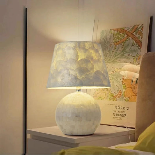 Modern Natural Mussel Table Lamp – Unique Shell Design for Cozy Ambiance 0