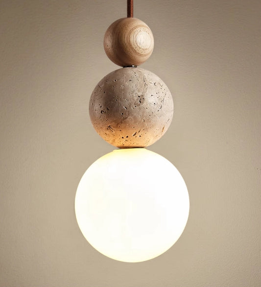 Modern Travertine Wabi-Sabi Pendant Lamp – Elegant Lighting for Cozy Gatherings 0