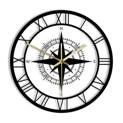 Nautical Compass Wall Clock – Elegant Timepiece with Maritime Style 0