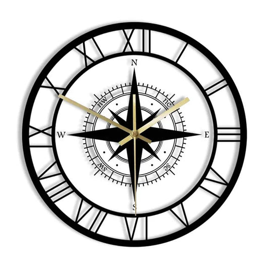 Nautical Compass Wall Clock – Elegant Timepiece with Maritime Style 0