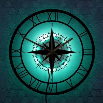 Nautical Compass Wall Clock – Elegant Timepiece with Maritime Style 1