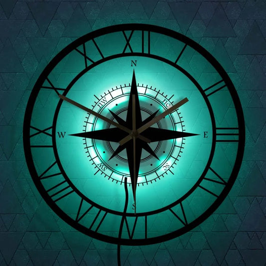 Nautical Compass Wall Clock – Elegant Timepiece with Maritime Style 1