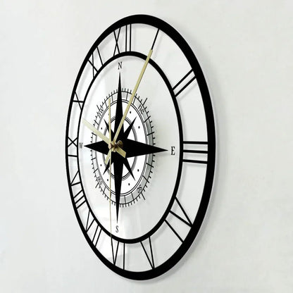 Nautical Compass Wall Clock – Elegant Timepiece with Maritime Style 5