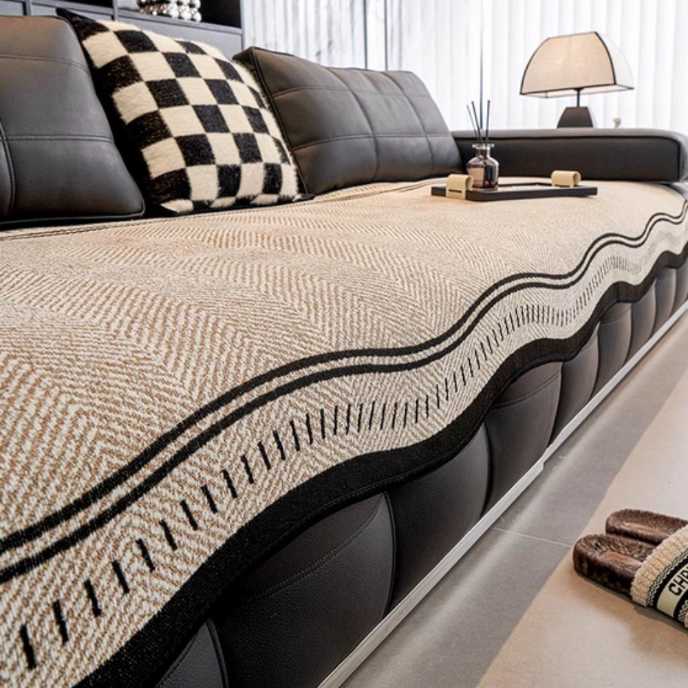 Non-Slip Sofa Cover Modern Wave – Elegant Protection For Your Living Room 0
