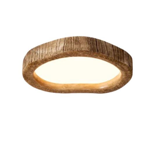Oval Ceiling Light Wood Look – Rustic Design with Warm Illumination 0