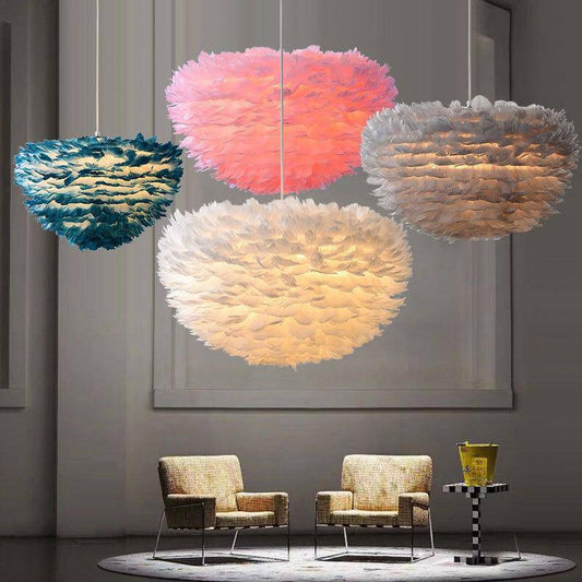 Oval Feather Pendant Light – Stylish Illumination for Cozy Settings 1