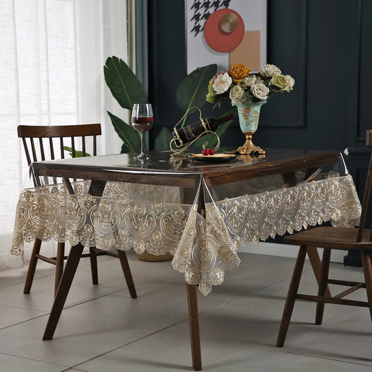 PVC Tablecloth with Lace Design – Elegant and Waterproof Cover for Every Occasion 0