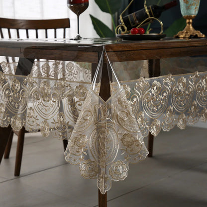 PVC Tablecloth with Lace Design – Elegant and Waterproof Cover for Every Occasion 2