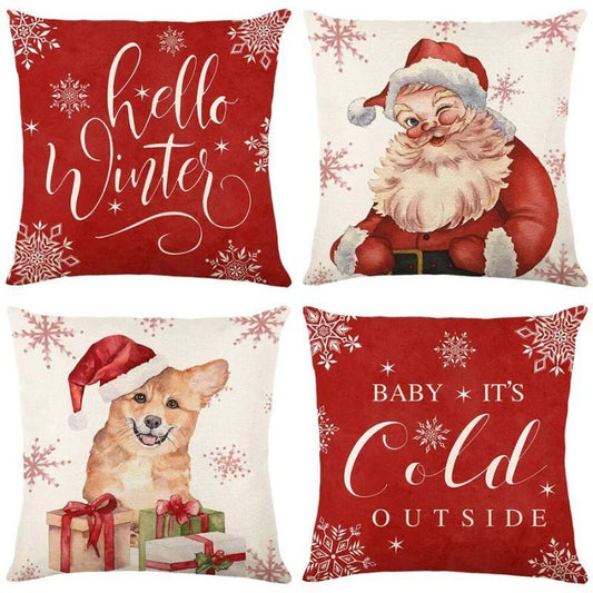 Pack of 4 Christmas Cushion Covers – Festive Vibes for Cozy Living Spaces 0