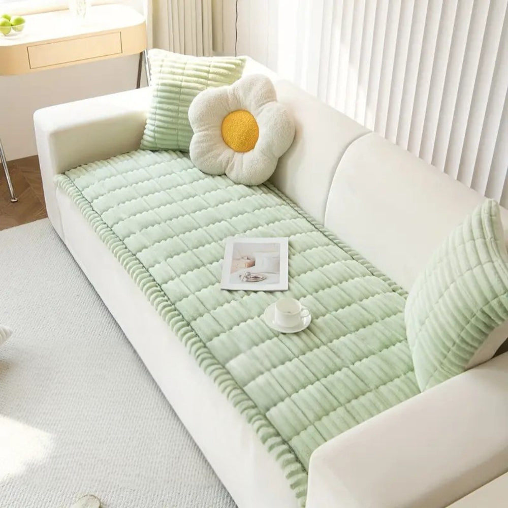 Plush Sofa Cover With Pleated Edges – Elegant Comfort For Your Living Room 6