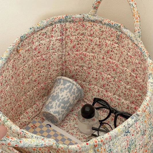Quilted Floral Storage Basket – Chic Organization For Any Space 0