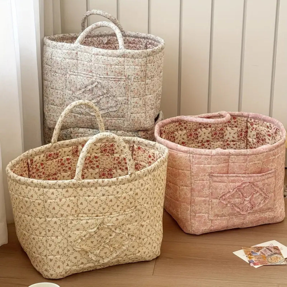 Quilted Floral Storage Basket – Chic Organization For Any Space 1