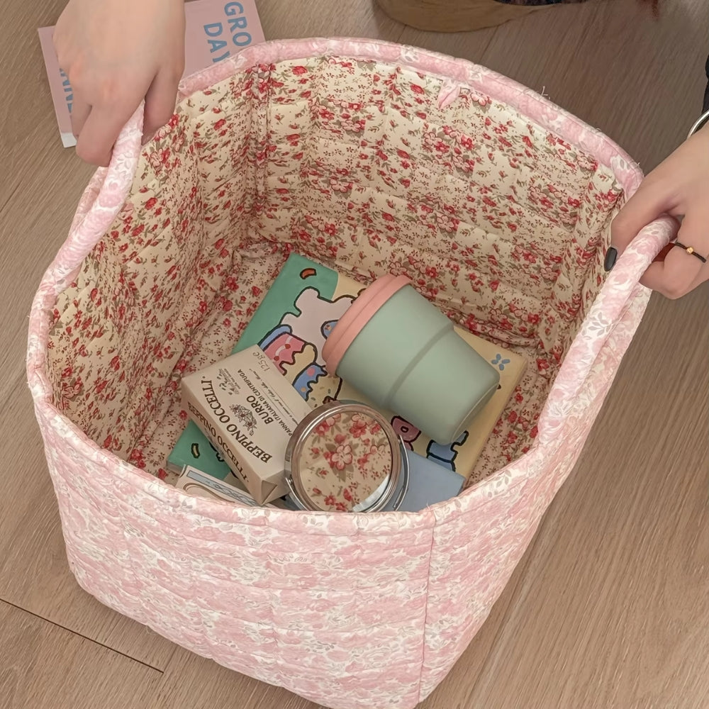 Quilted Floral Storage Basket – Chic Organization For Any Space 2