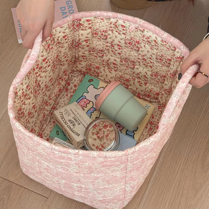 Quilted Floral Storage Basket – Chic Organization For Any Space 2