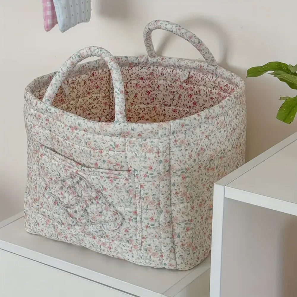 Quilted Floral Storage Basket – Chic Organization For Any Space 3