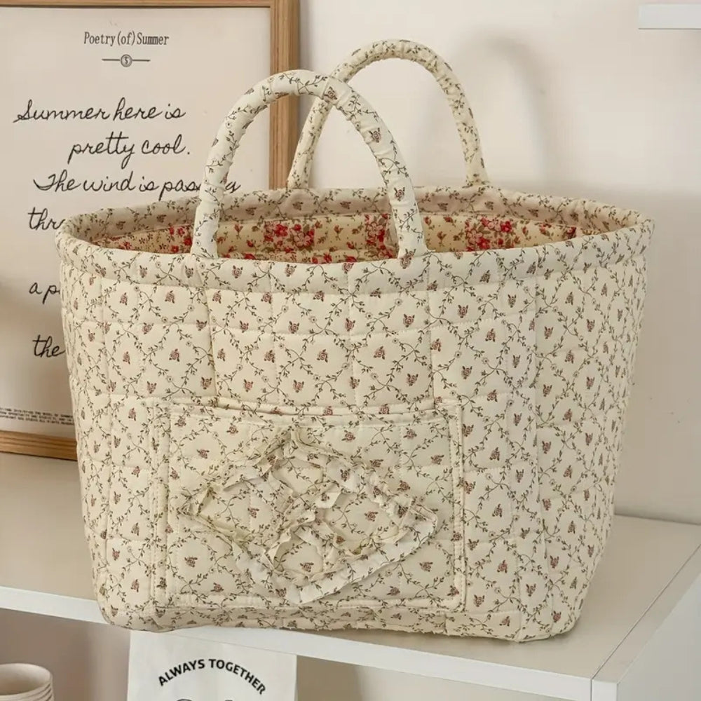 Quilted Floral Storage Basket – Chic Organization For Any Space 4