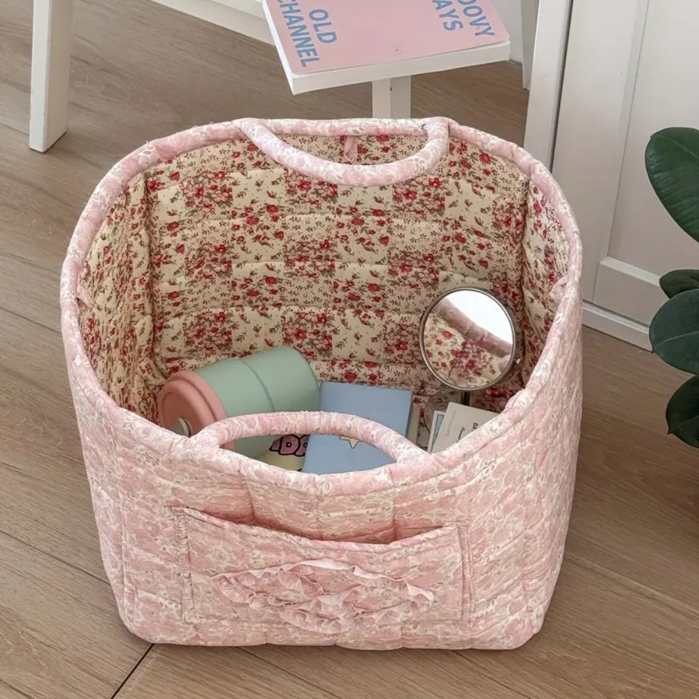 Quilted Floral Storage Basket – Chic Organization For Any Space 6