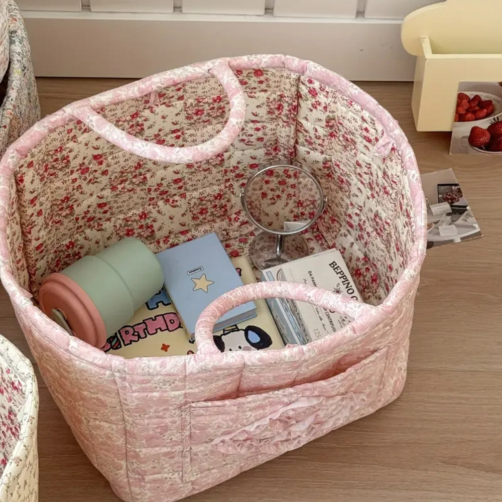 Quilted Floral Storage Basket – Chic Organization For Any Space 8