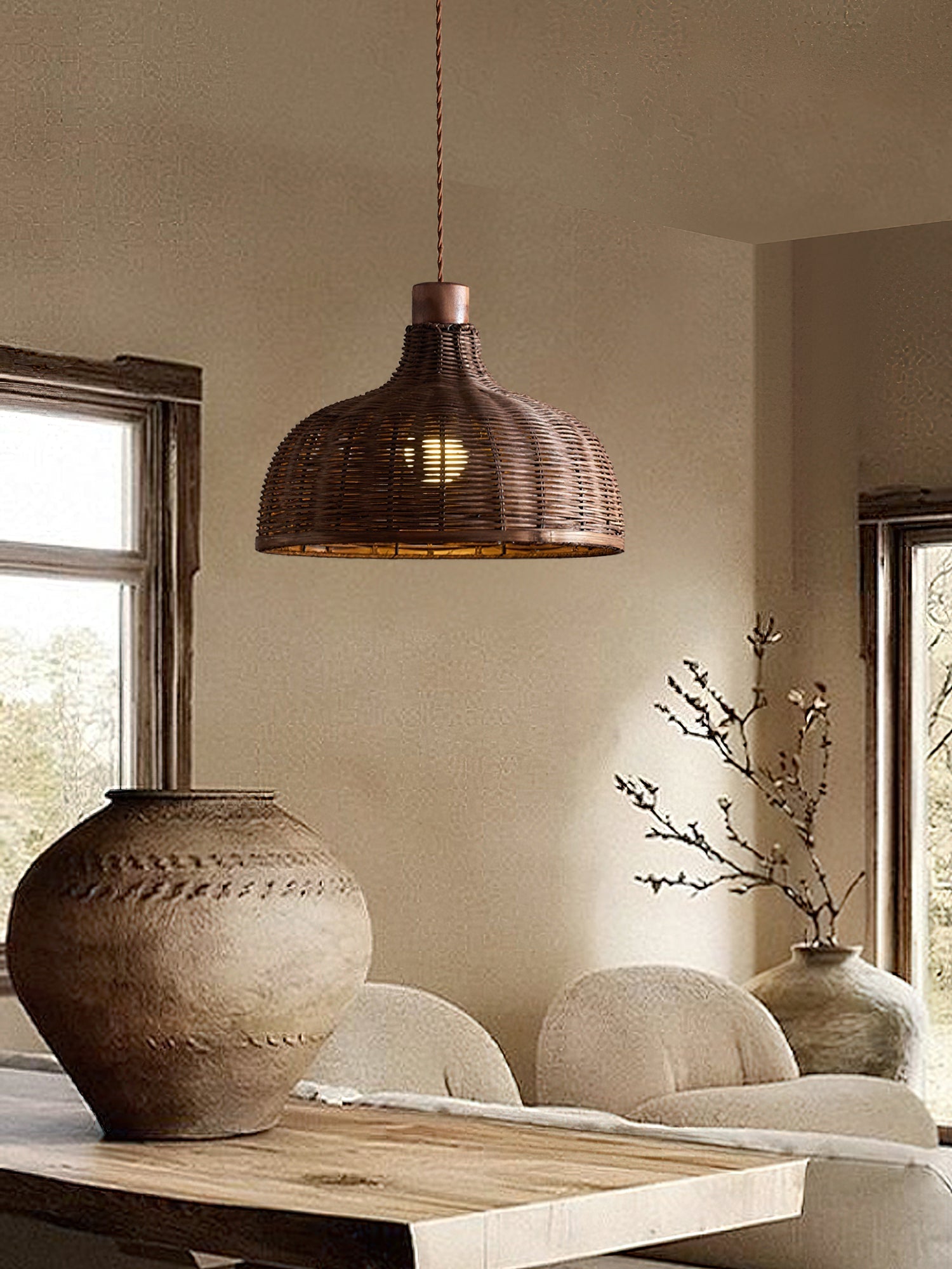 Rasa Rattan Pendant Light – Elegant Warm Glow for Contemporary Spaces 5