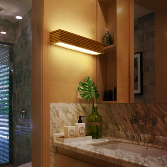 Rectangular LED Wall Light Made of Wood – Sleek Design with Cozy Illumination 1