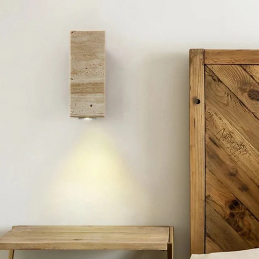 Rectangular Travertine Wall Lamp – Elegant Light for Cozy Atmosphere 0