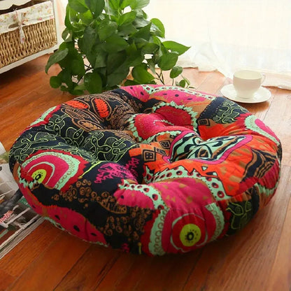 Round Boho Cushion Floral Pattern – Vibrant Comfort For Relaxation 2