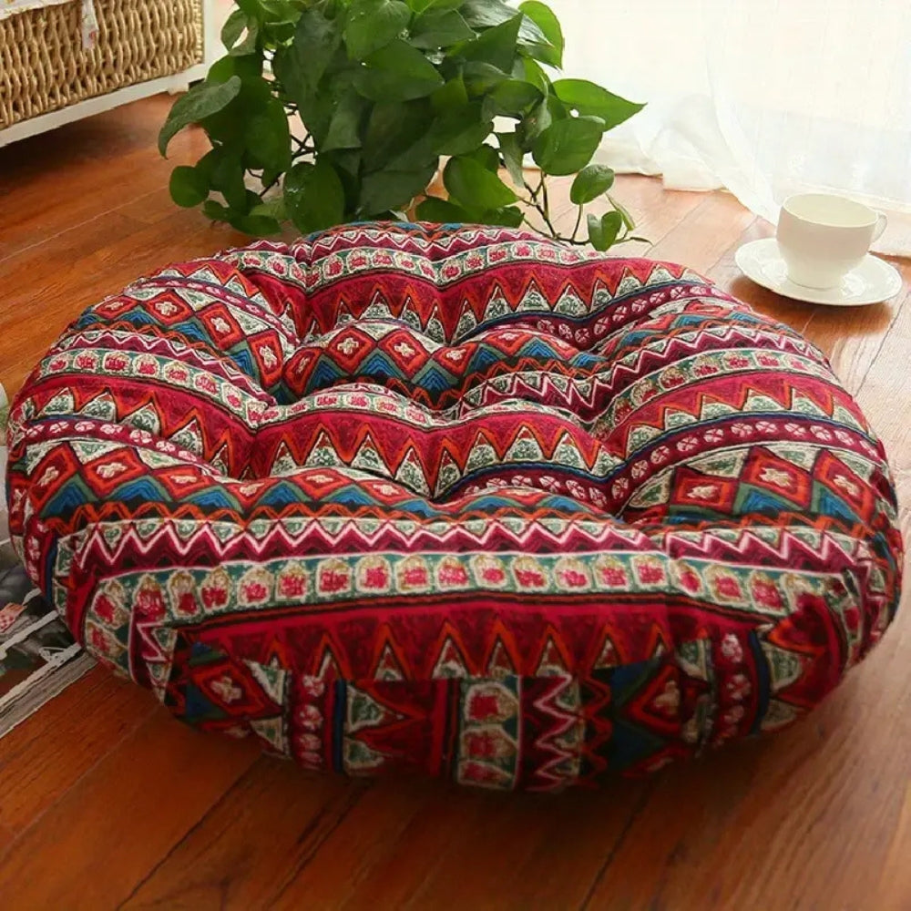 Round Boho Cushion Floral Pattern – Vibrant Comfort For Relaxation 4