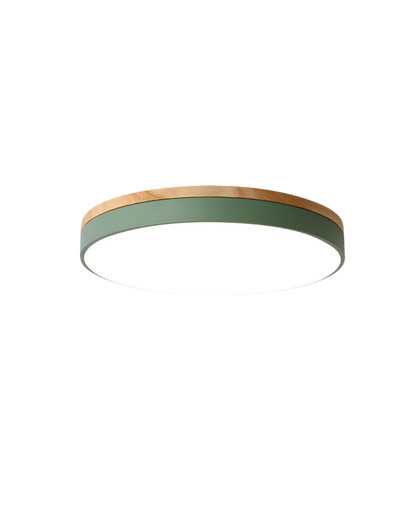 Round Flush Mount Ceiling Light – Modern Design with Warm Wooden Accent 1