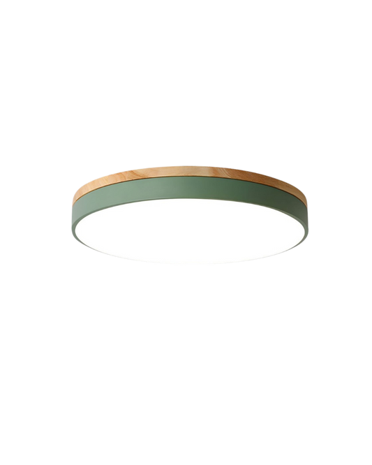 Round Flush Mount Ceiling Light – Modern Design with Warm Wooden Accent 1
