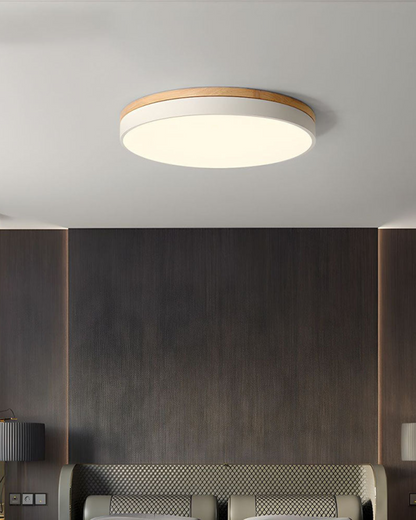 Round Flush Mount Ceiling Light – Modern Design with Warm Wooden Accent 3
