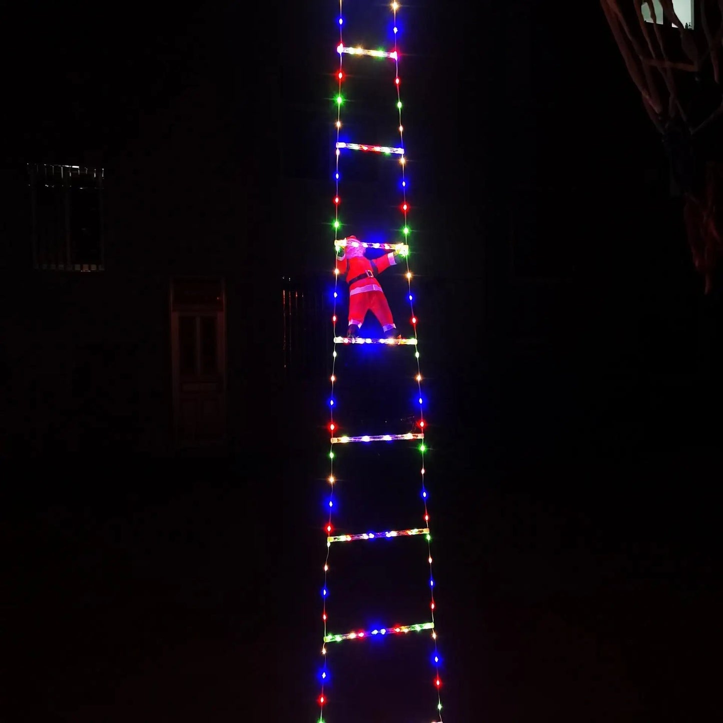 Santa Claus Blond Ladder – Joyful Holiday Spirit for Outdoor Decoration 0