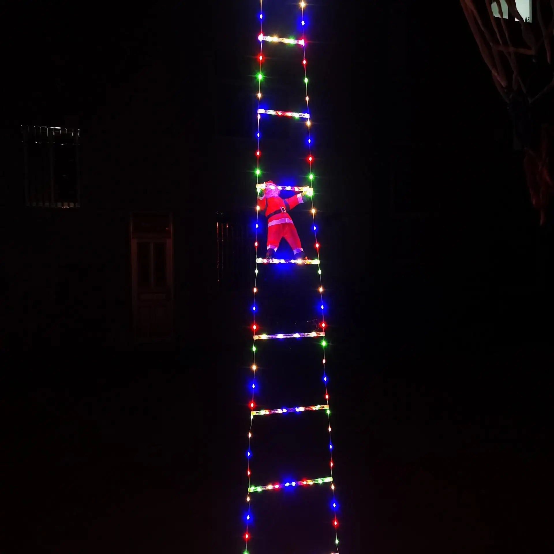 Santa Claus Blond Ladder – Joyful Holiday Spirit for Outdoor Decoration 0
