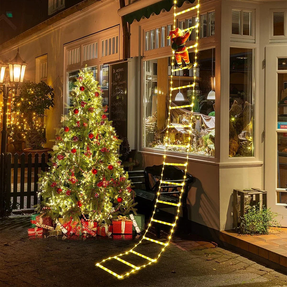 Santa Claus Blond Ladder – Joyful Holiday Spirit for Outdoor Decoration 3