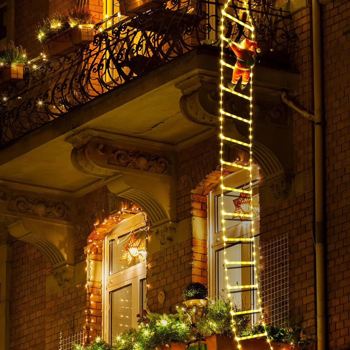 Santa Claus Blond Ladder – Joyful Holiday Spirit for Outdoor Decoration 4